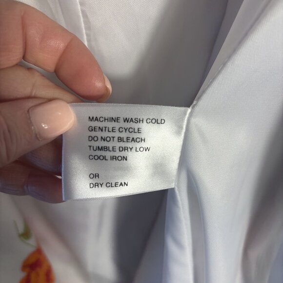 Michael Michael Kors Floral Belted Trench Coat Women’s Large iWhite W/ Red & Ora - Picture 14 of 14